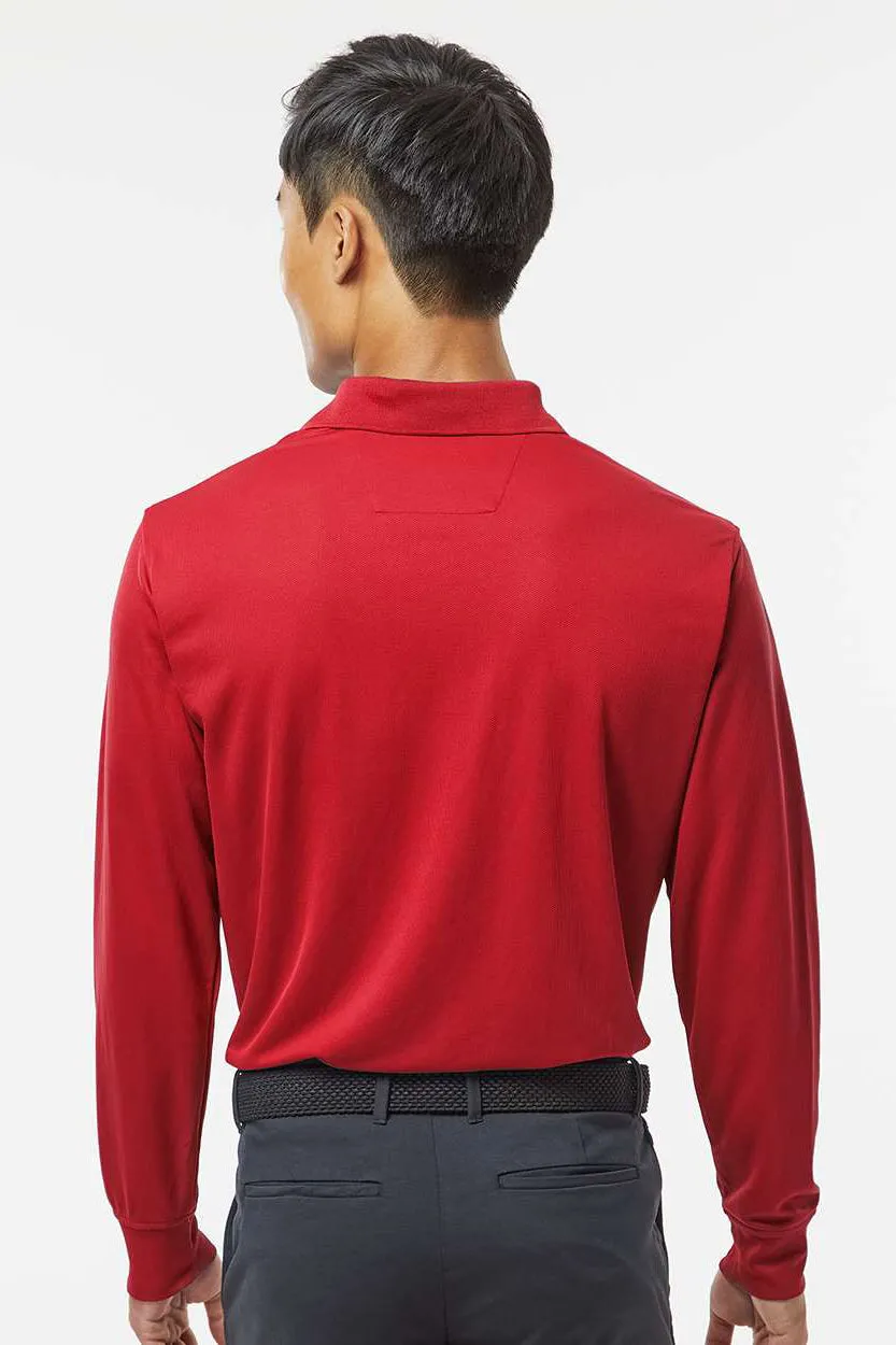 Paragon Mens Prescott Moisture Wicking Long Sleeve Polo Shirt - Red