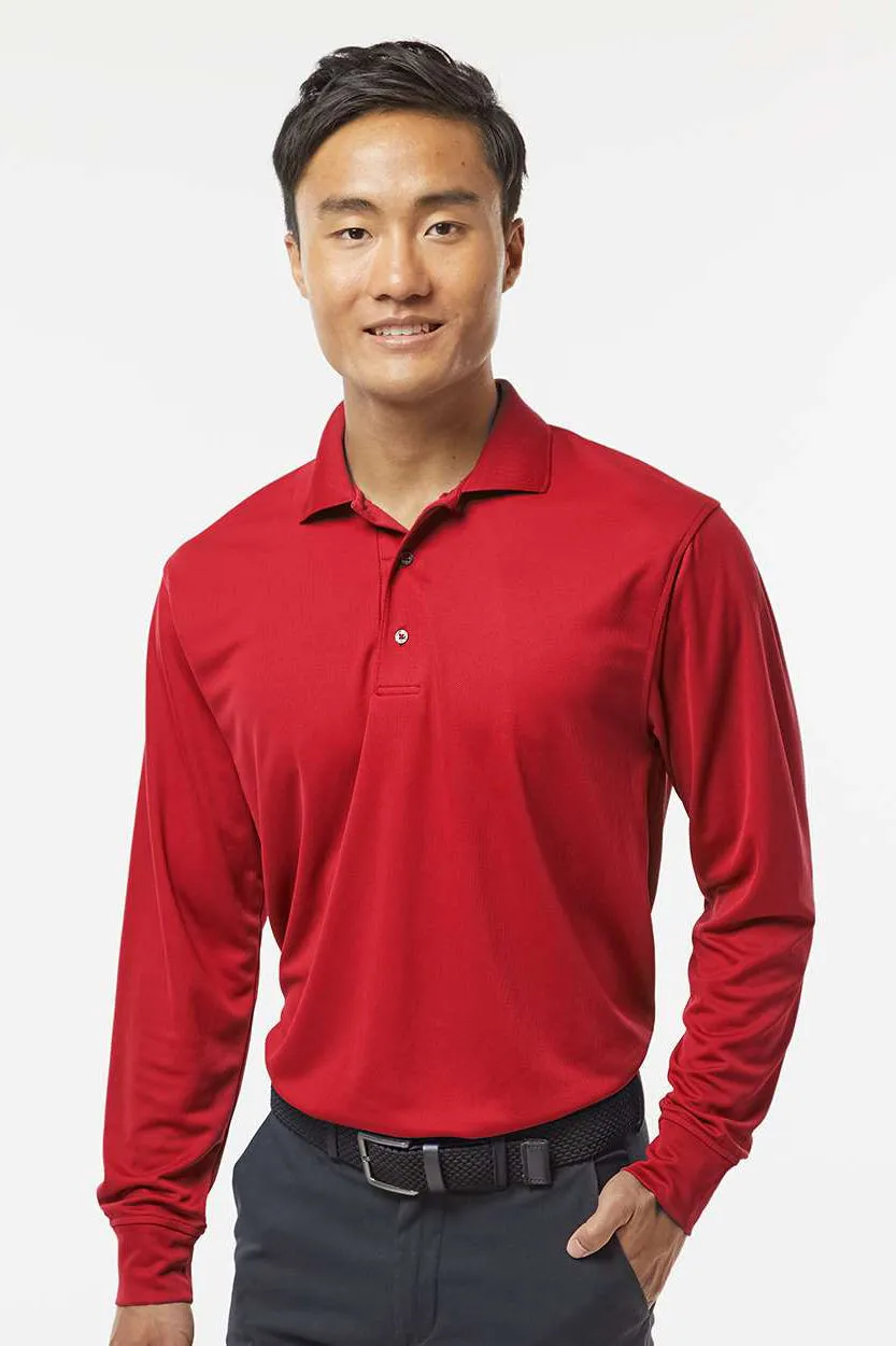 Paragon Mens Prescott Moisture Wicking Long Sleeve Polo Shirt - Red