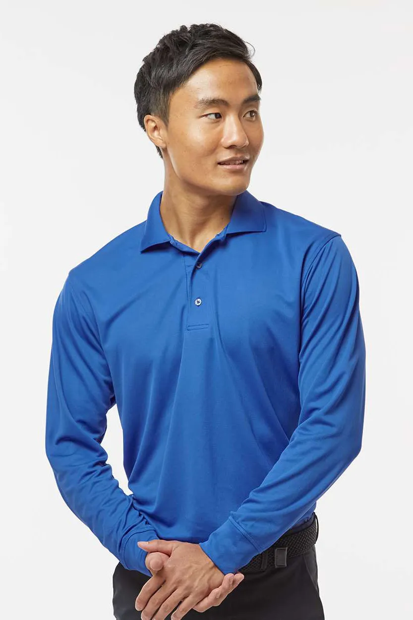 Paragon Mens Prescott Moisture Wicking Long Sleeve Polo Shirt - Royal Blue