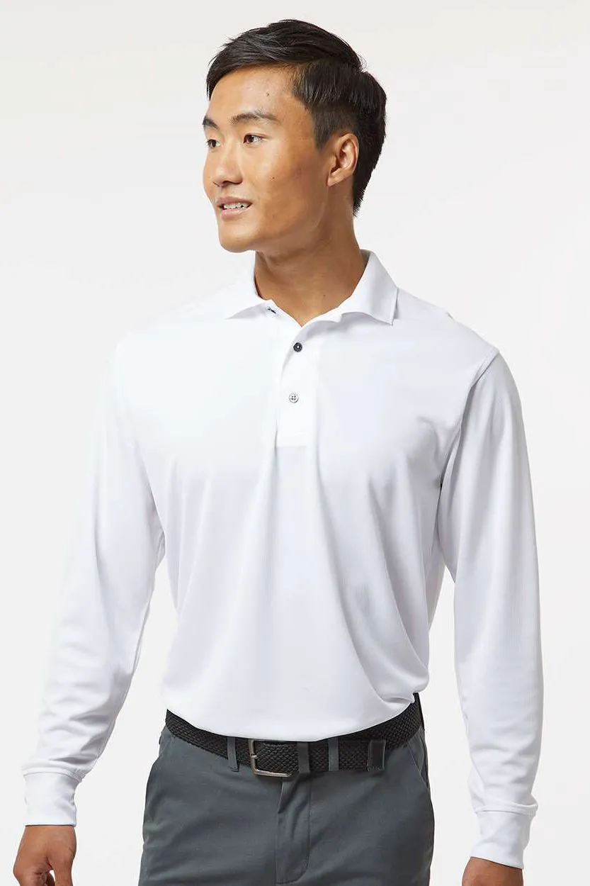 Paragon Mens Prescott Moisture Wicking Long Sleeve Polo Shirt - White