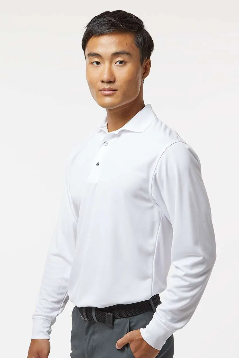 Paragon Mens Prescott Moisture Wicking Long Sleeve Polo Shirt - White