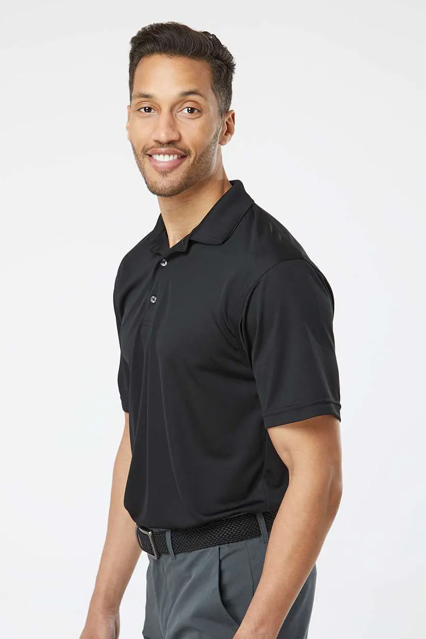 Paragon Mens Saratoga Performance Moisture Wicking Mini Mesh Short Sleeve Polo Shirt - Black