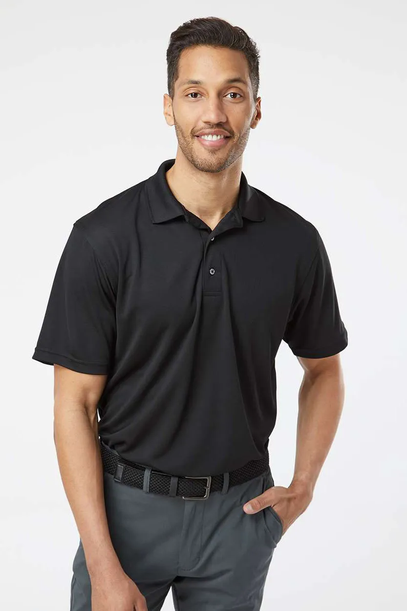 Paragon Mens Saratoga Performance Moisture Wicking Mini Mesh Short Sleeve Polo Shirt - Black