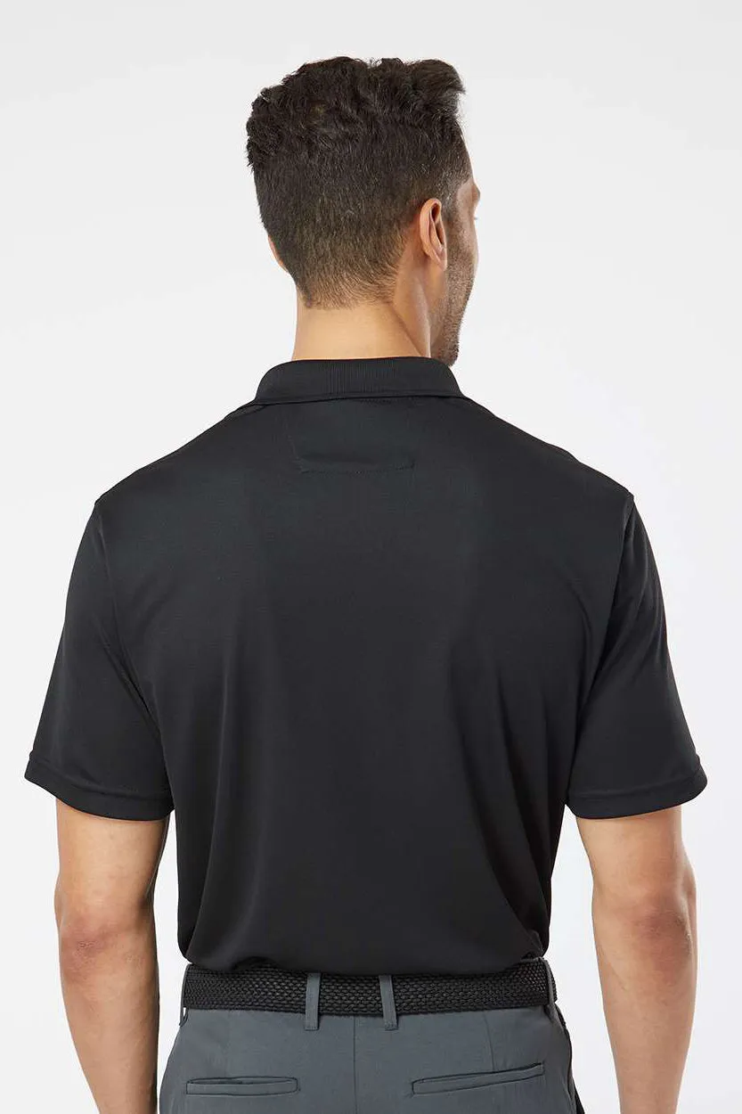 Paragon Mens Saratoga Performance Moisture Wicking Mini Mesh Short Sleeve Polo Shirt - Black
