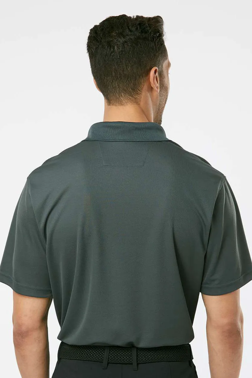 Paragon Mens Saratoga Performance Moisture Wicking Mini Mesh Short Sleeve Polo Shirt - Carbon Grey