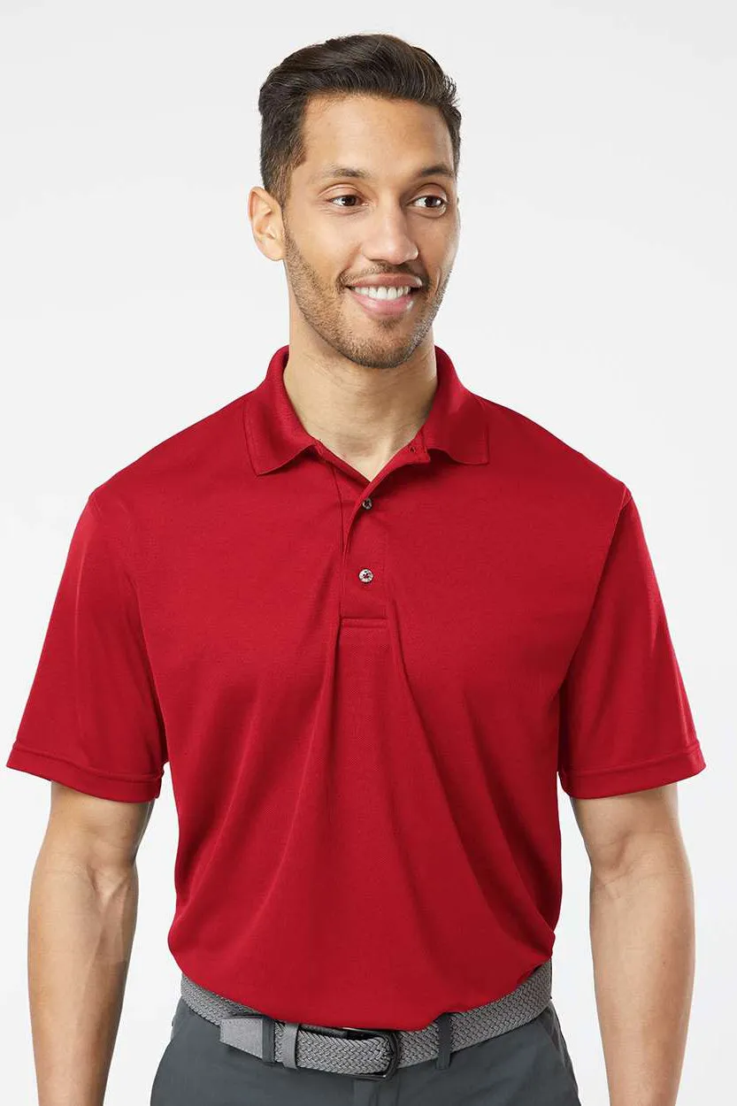 Paragon Mens Saratoga Performance Moisture Wicking Mini Mesh Short Sleeve Polo Shirt - Cardinal Red