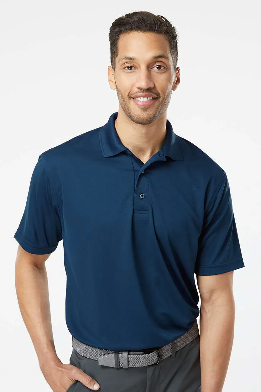 Paragon Mens Saratoga Performance Moisture Wicking Mini Mesh Short Sleeve Polo Shirt - Navy Blue
