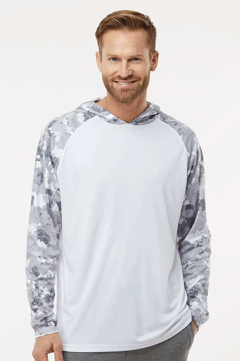 Paragon Mens Tortuga Extreme Performance Moisture Wicking Long Sleeve Hooded T-Shirt Hoodie - White/Aluminum Grey Camo