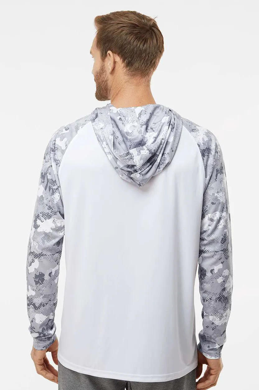Paragon Mens Tortuga Extreme Performance Moisture Wicking Long Sleeve Hooded T-Shirt Hoodie - White/Aluminum Grey Camo