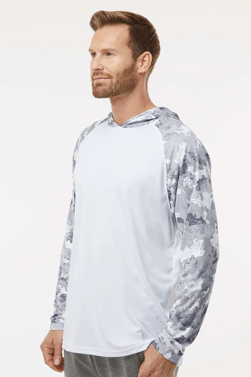 Paragon Mens Tortuga Extreme Performance Moisture Wicking Long Sleeve Hooded T-Shirt Hoodie - White/Aluminum Grey Camo