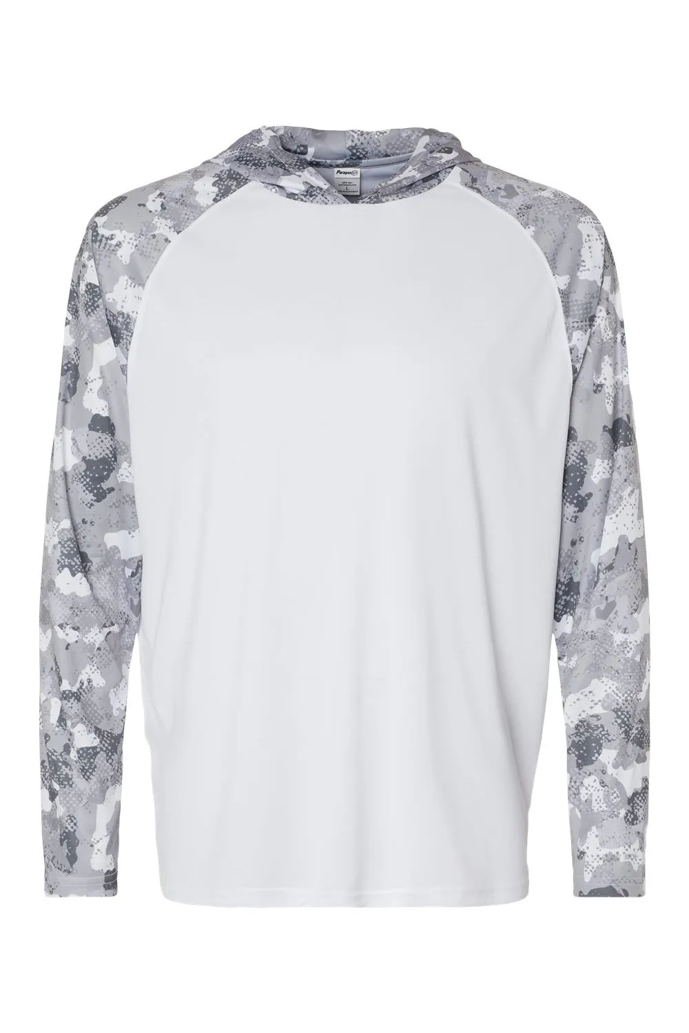 Paragon Mens Tortuga Extreme Performance Moisture Wicking Long Sleeve Hooded T-Shirt Hoodie - White/Aluminum Grey Camo