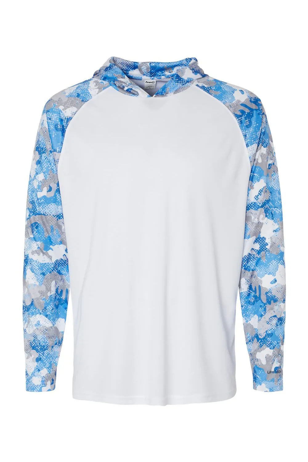 Paragon Mens Tortuga Extreme Performance Moisture Wicking Long Sleeve Hooded T-Shirt Hoodie - White/Blue Mist Camo