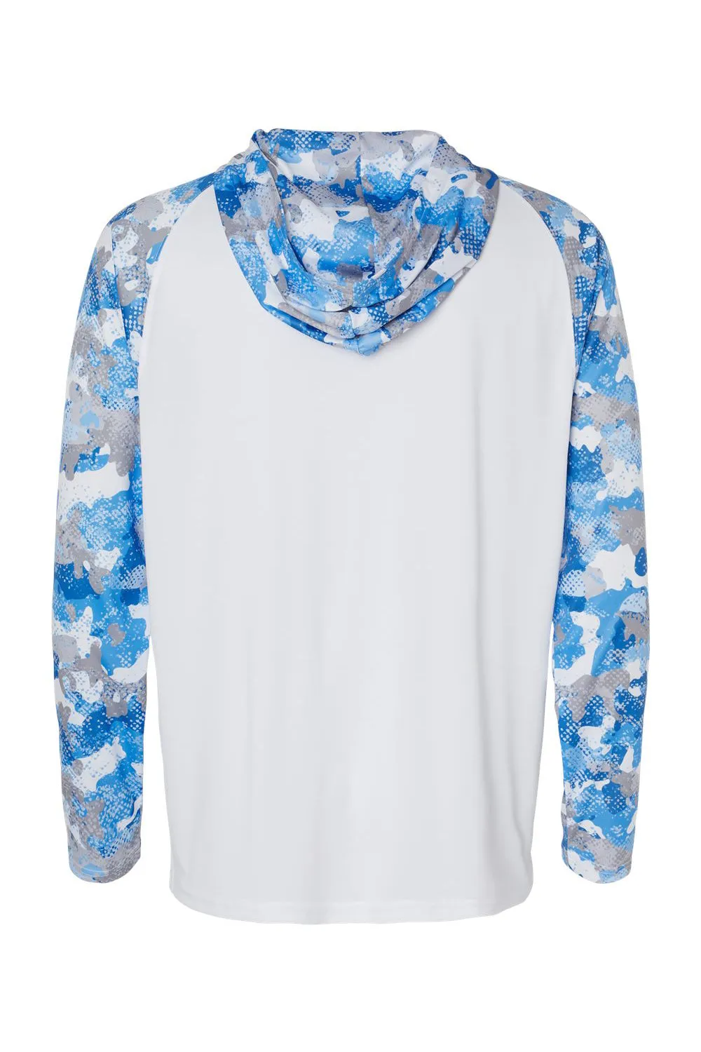 Paragon Mens Tortuga Extreme Performance Moisture Wicking Long Sleeve Hooded T-Shirt Hoodie - White/Blue Mist Camo