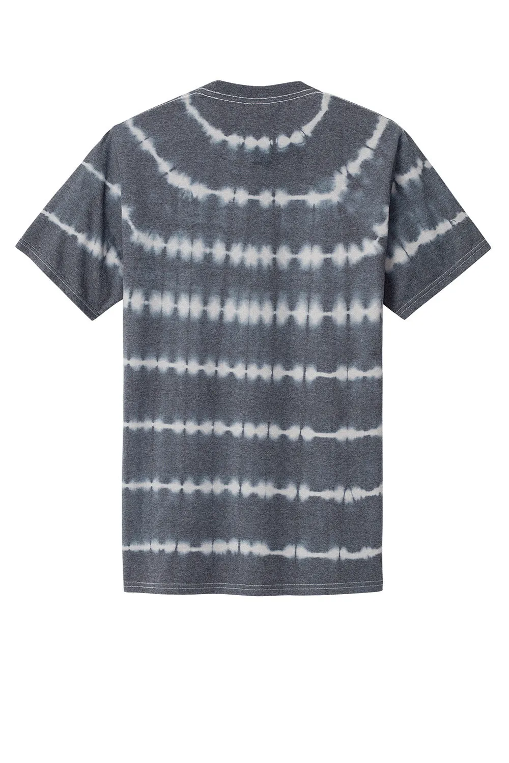 Port & Company Mens Allover Stripe Tie-Dye Short Sleeve Crewneck T-Shirt - Graphite Grey/Light Grey