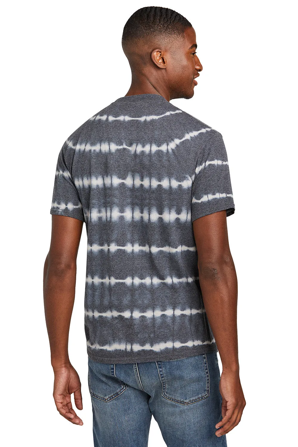 Port & Company Mens Allover Stripe Tie-Dye Short Sleeve Crewneck T-Shirt - Graphite Grey/Light Grey