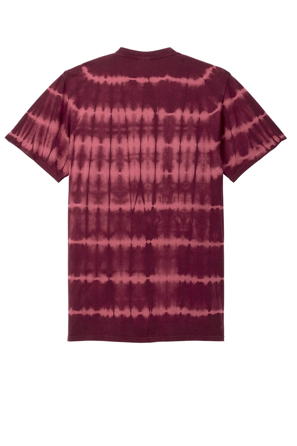 Port & Company Mens Allover Stripe Tie-Dye Short Sleeve Crewneck T-Shirt - Merlot/Burgundy