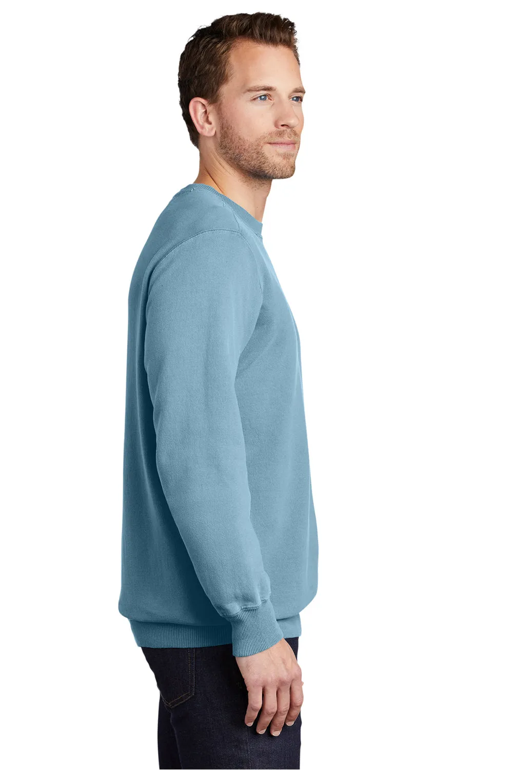 Port & Company Mens Beach Wash Fleece Crewneck Sweatshirt - Mist Blue