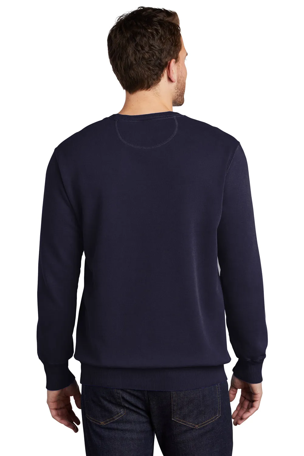 Port & Company Mens Beach Wash Fleece Crewneck Sweatshirt - True Navy Blue
