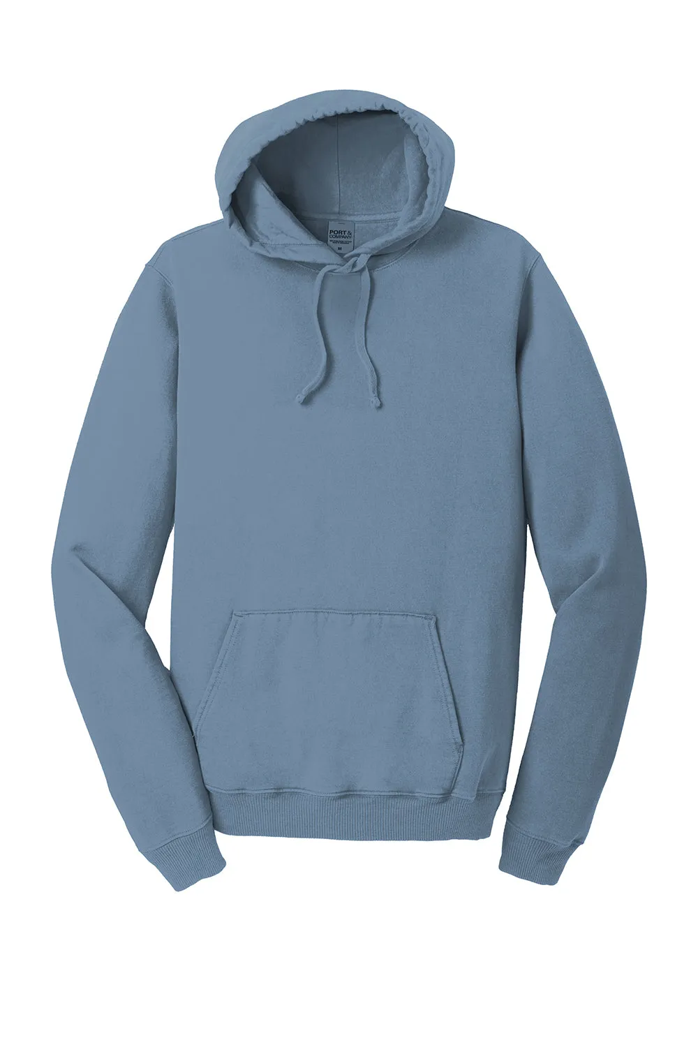 Port & Company Mens Beach Wash Fleece Hooded Sweatshirt Hoodie w/ Pouch Pocket - Denim Blue