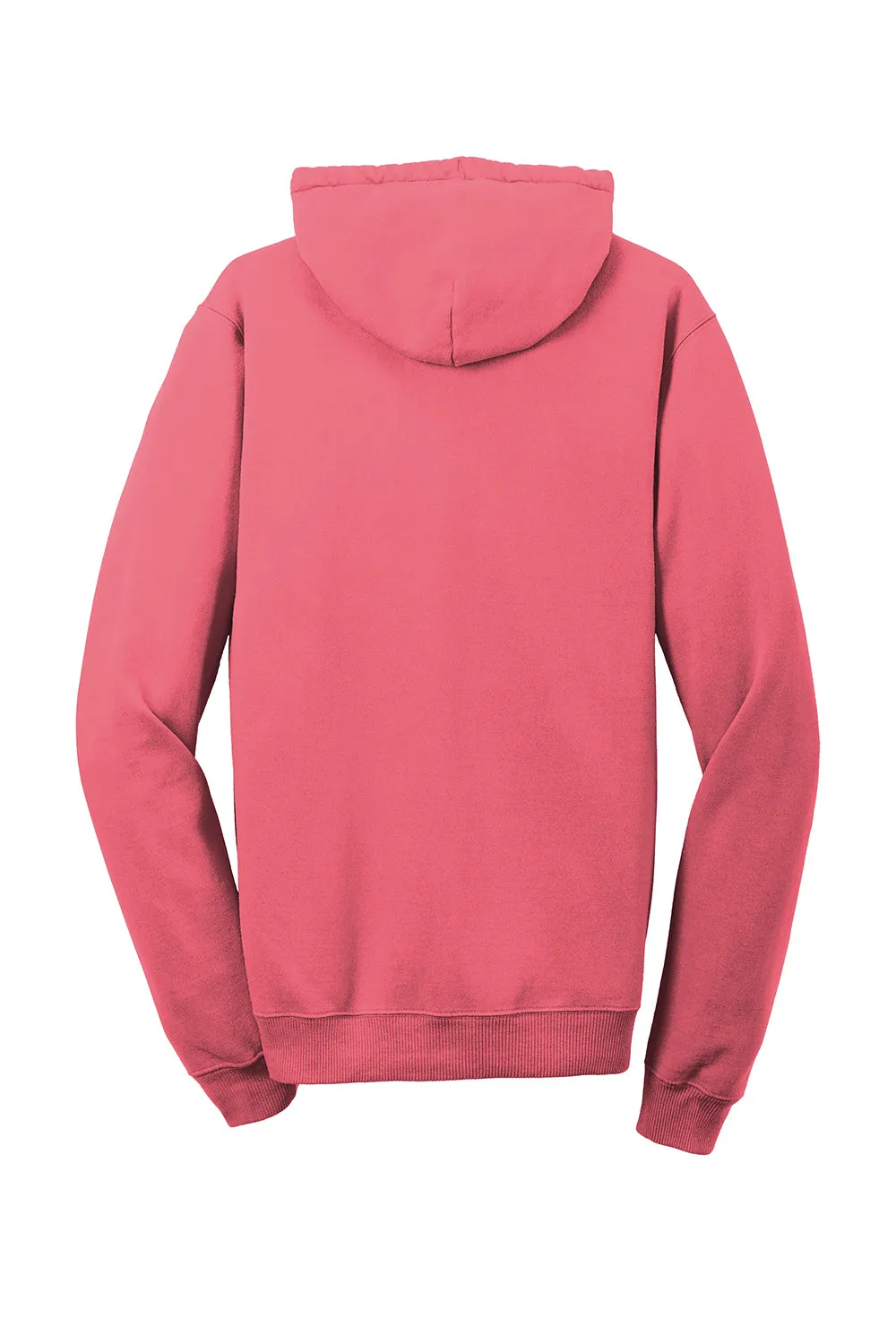 Port & Company Mens Beach Wash Fleece Hooded Sweatshirt Hoodie w/ Pouch Pocket - Fruit Punch Pink