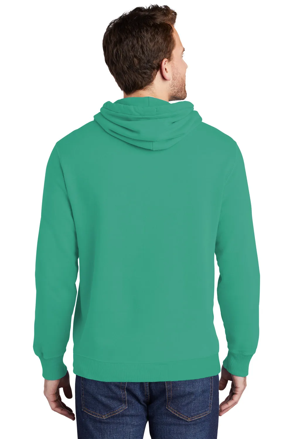 Port & Company Mens Beach Wash Fleece Hooded Sweatshirt Hoodie w/ Pouch Pocket - Peacock Green