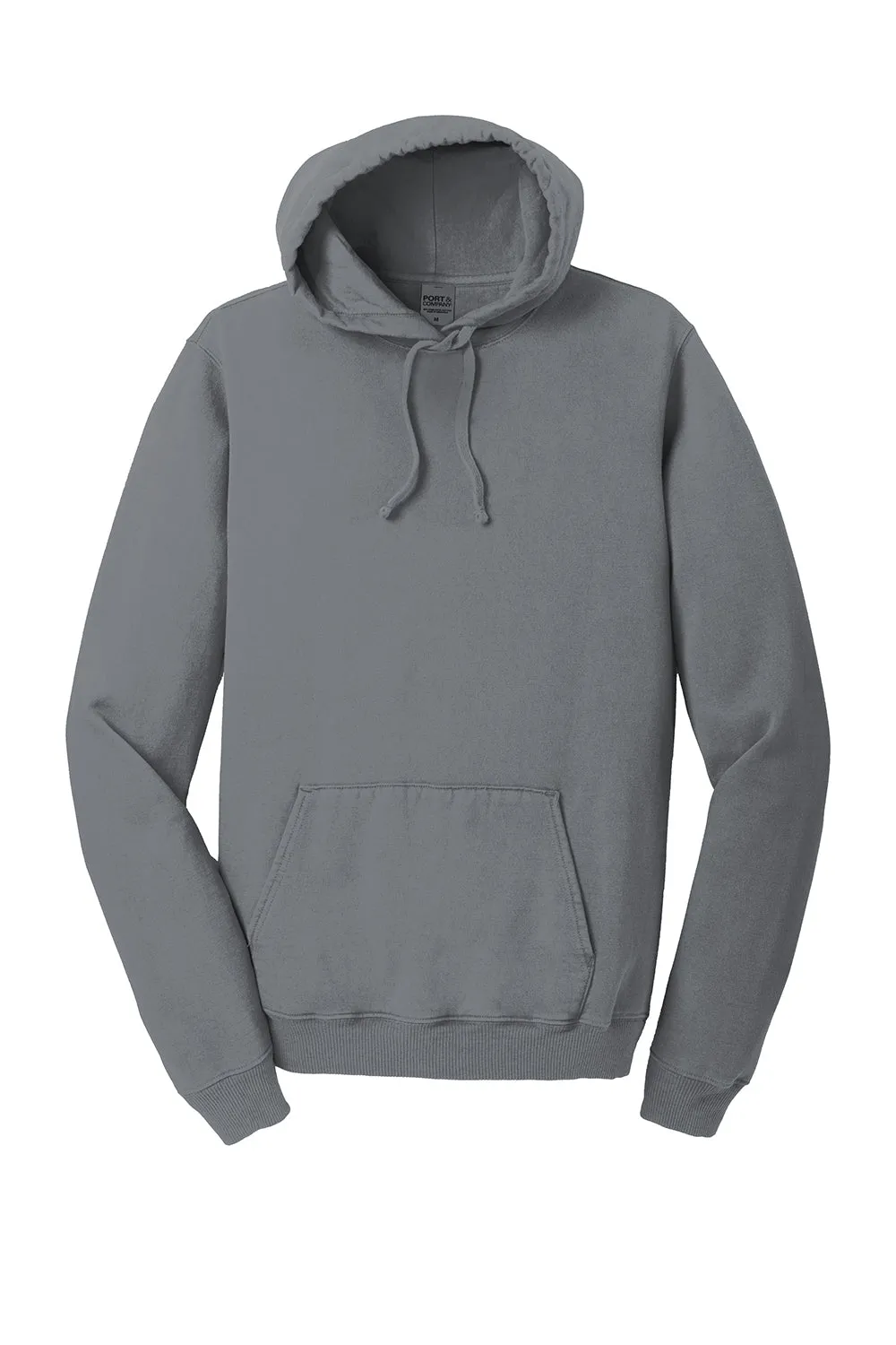 Port & Company Mens Beach Wash Fleece Hooded Sweatshirt Hoodie w/ Pouch Pocket - Pewter Grey