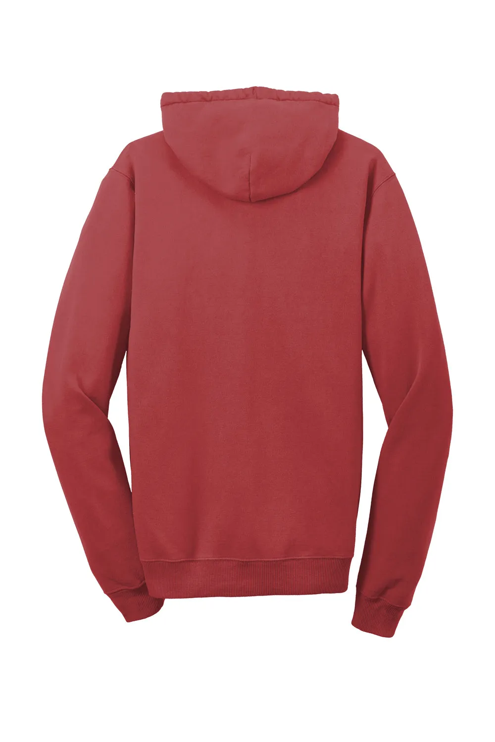 Port & Company Mens Beach Wash Fleece Hooded Sweatshirt Hoodie w/ Pouch Pocket - Rock Red