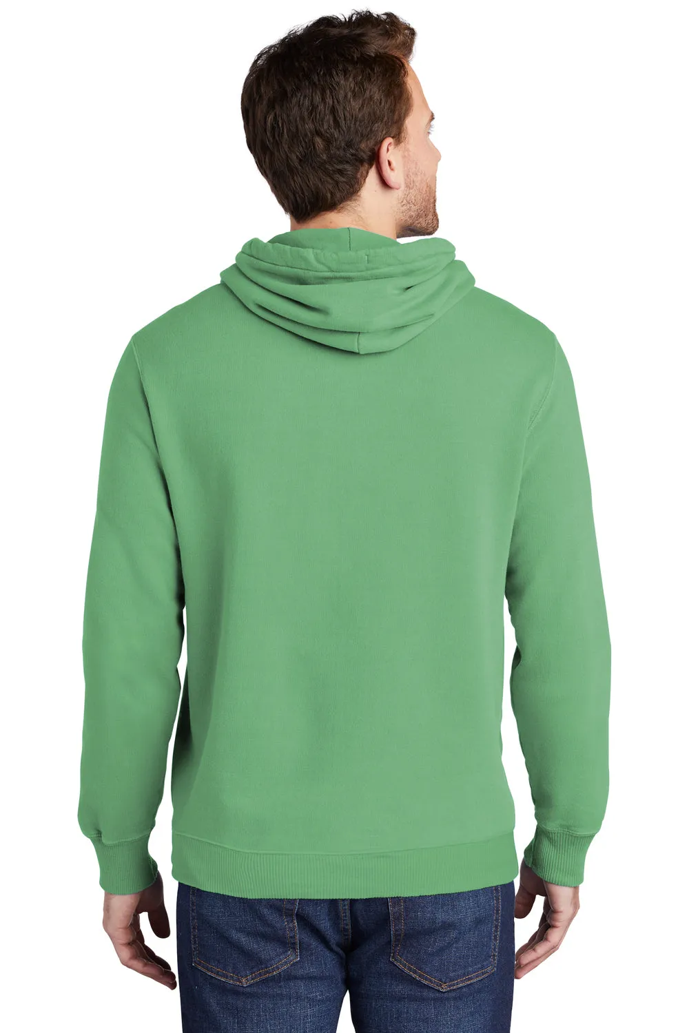 Port & Company Mens Beach Wash Fleece Hooded Sweatshirt Hoodie w/ Pouch Pocket - Safari Green