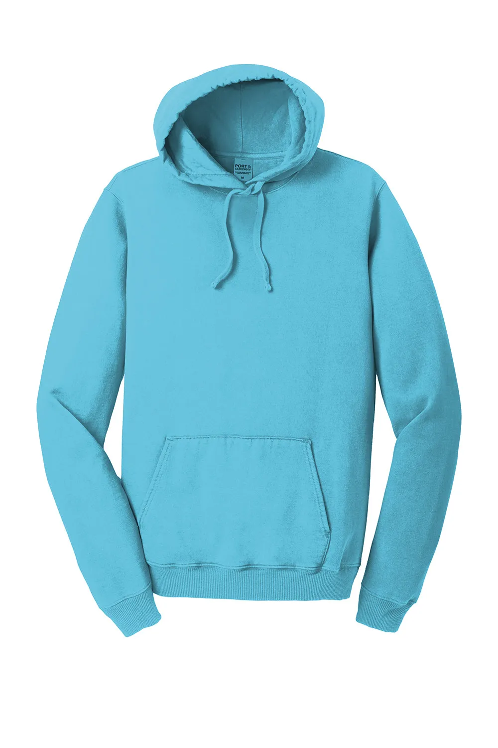 Port & Company Mens Beach Wash Fleece Hooded Sweatshirt Hoodie w/ Pouch Pocket - Tidal Wave Blue