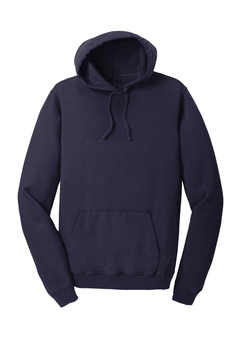 Port & Company Mens Beach Wash Fleece Hooded Sweatshirt Hoodie w/ Pouch Pocket - True Navy Blue