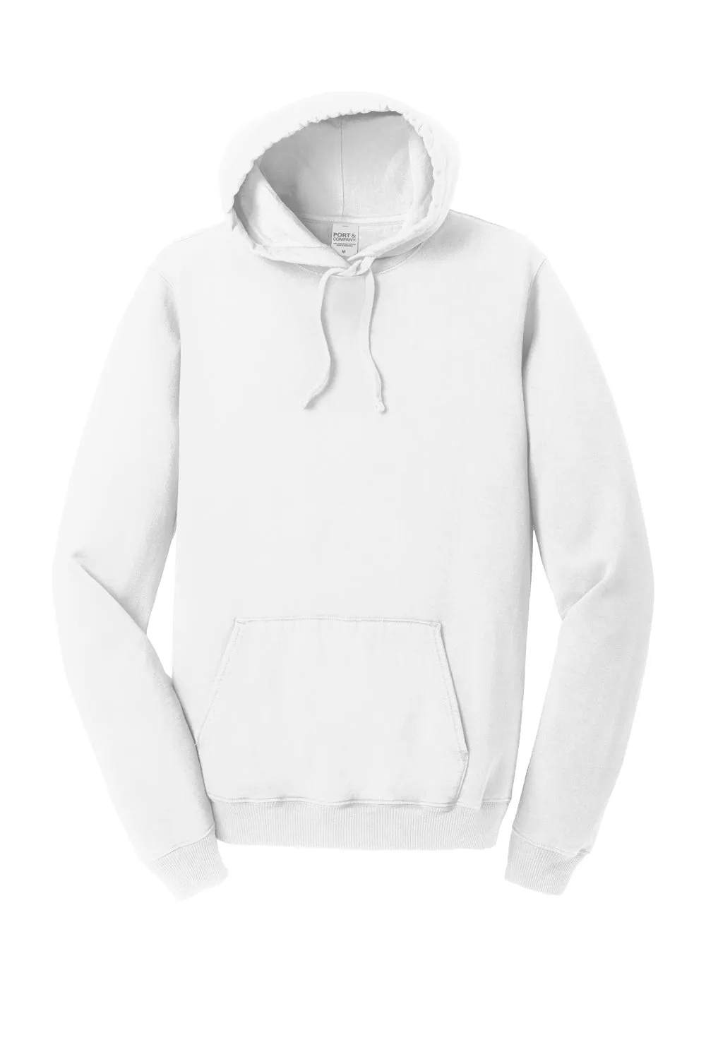 Port & Company Mens Beach Wash Fleece Hooded Sweatshirt Hoodie w/ Pouch Pocket - White