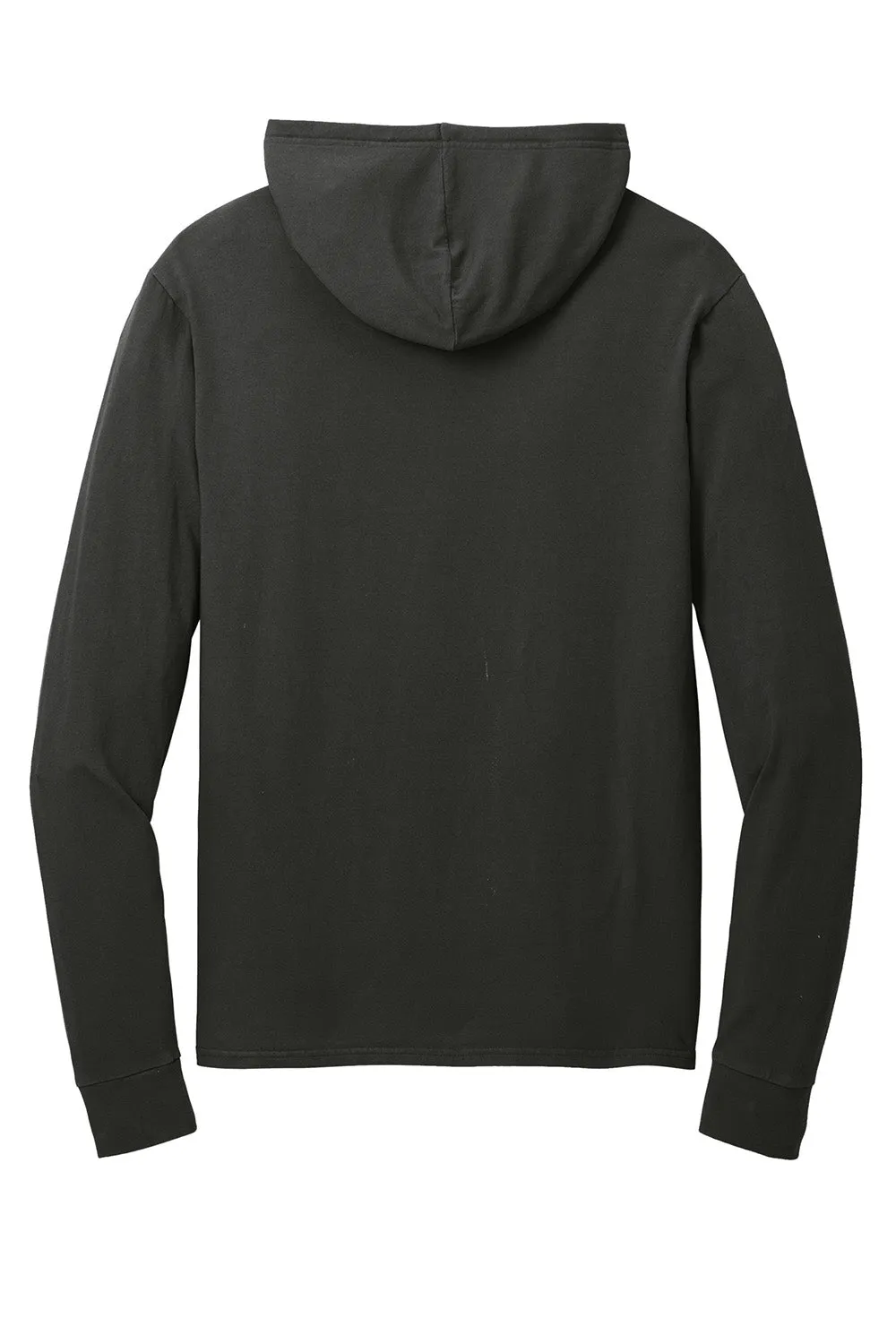 Port & Company Mens Beach Wash Garment Dyed Long Sleeve Hooded T-Shirt Hoodie - Black
