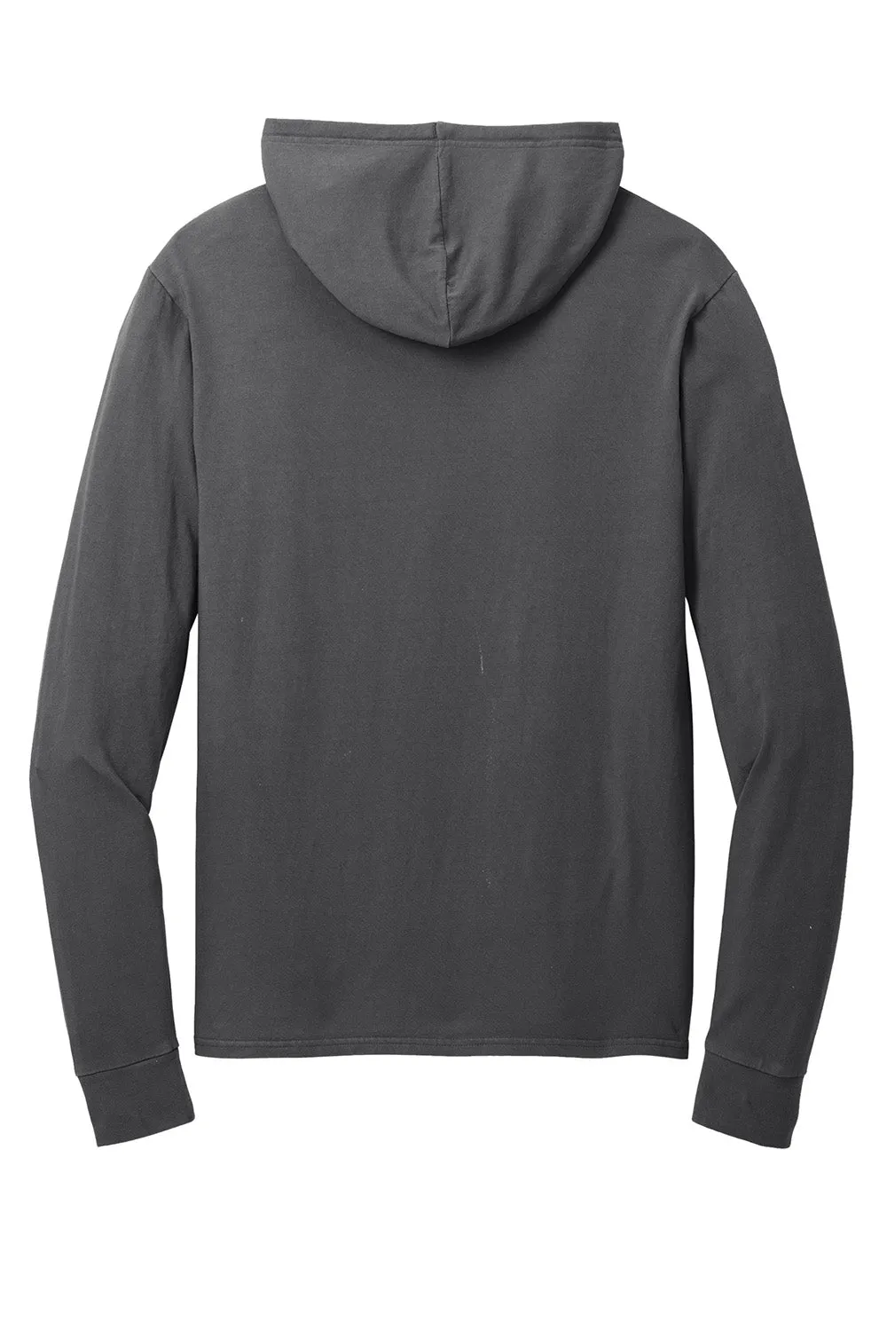 Port & Company Mens Beach Wash Garment Dyed Long Sleeve Hooded T-Shirt Hoodie - Coal Grey