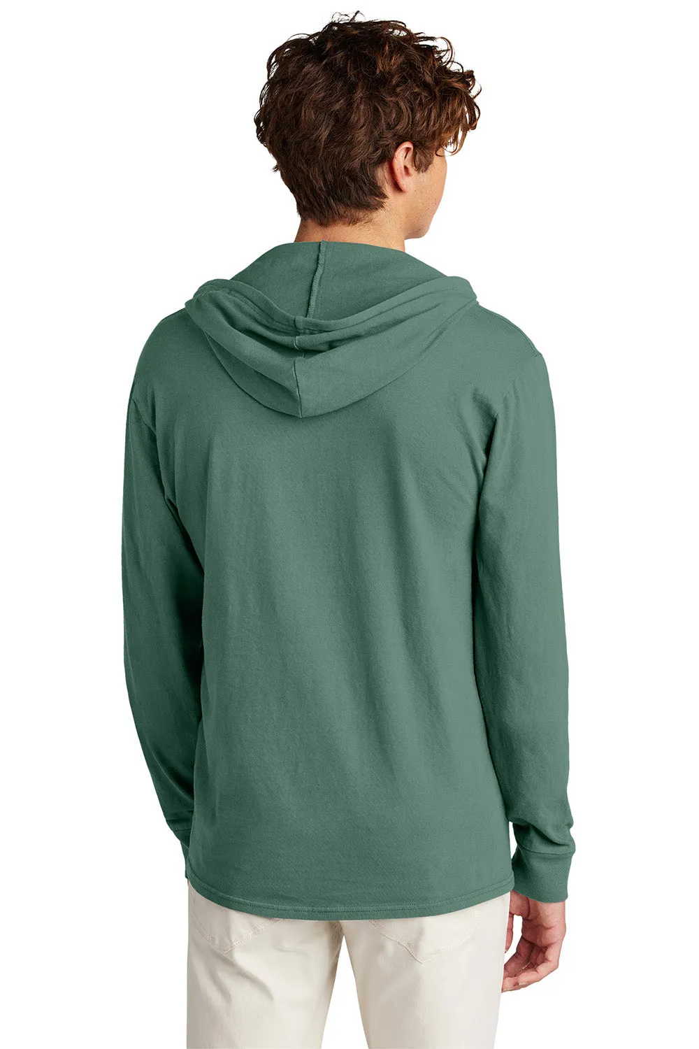 Port & Company Mens Beach Wash Garment Dyed Long Sleeve Hooded T-Shirt Hoodie - Nordic Green
