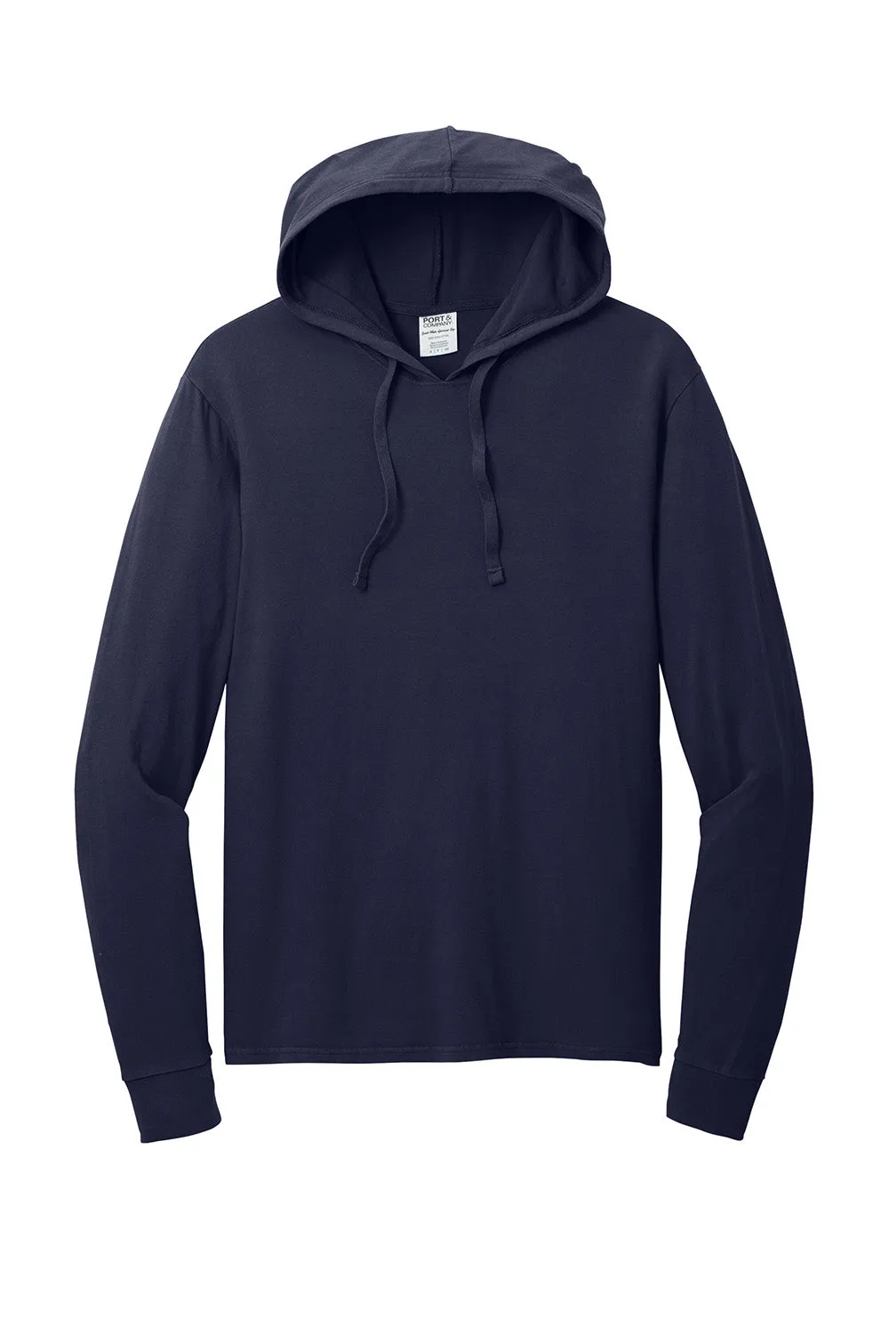 Port & Company Mens Beach Wash Garment Dyed Long Sleeve Hooded T-Shirt Hoodie - True Navy Blue