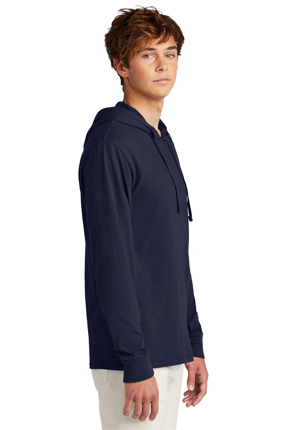 Port & Company Mens Beach Wash Garment Dyed Long Sleeve Hooded T-Shirt Hoodie - True Navy Blue