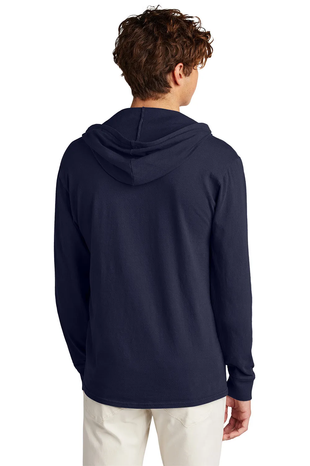 Port & Company Mens Beach Wash Garment Dyed Long Sleeve Hooded T-Shirt Hoodie - True Navy Blue
