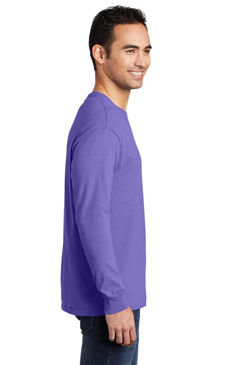 Port & Company Mens Beach Wash Long Sleeve Crewneck T-Shirt - Amethyst Purple