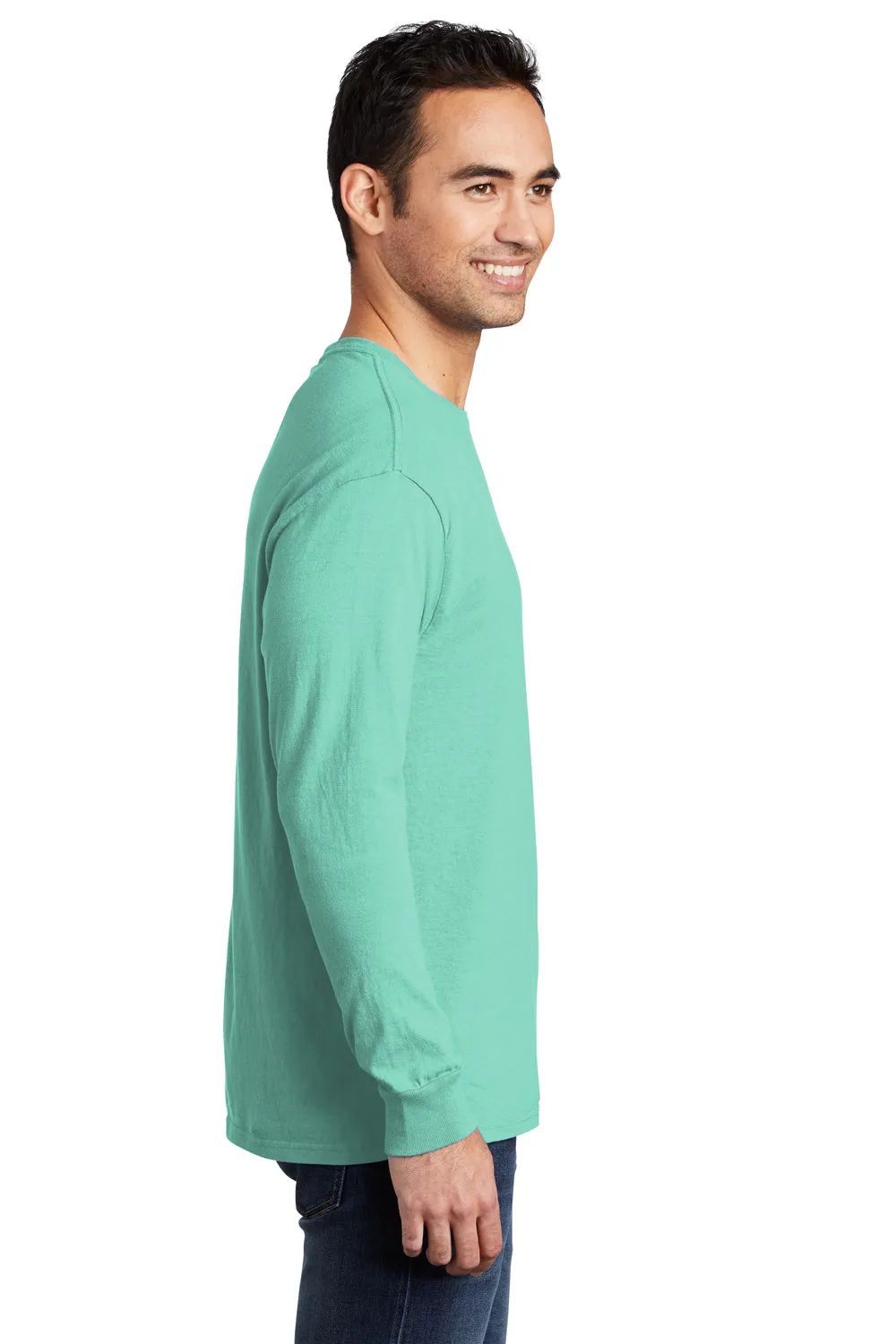 Port & Company Mens Beach Wash Long Sleeve Crewneck T-Shirt - Cool Mint Green