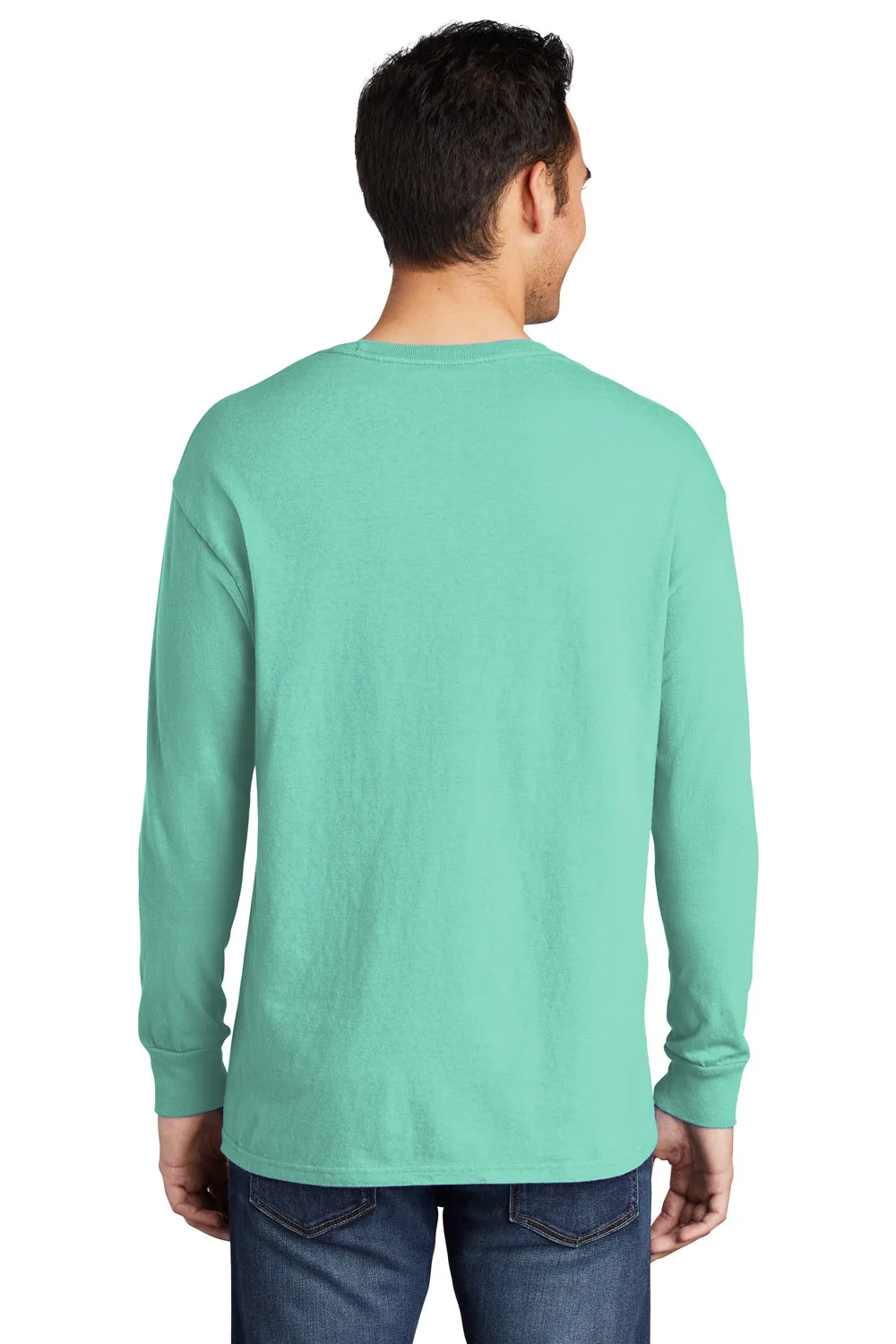 Port & Company Mens Beach Wash Long Sleeve Crewneck T-Shirt - Cool Mint Green