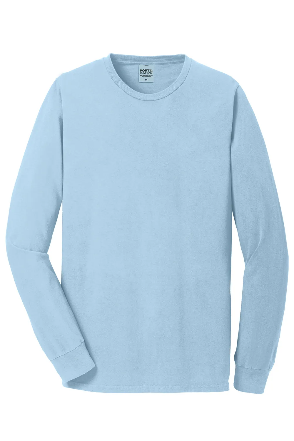 Port & Company Mens Beach Wash Long Sleeve Crewneck T-Shirt - Glacier Blue