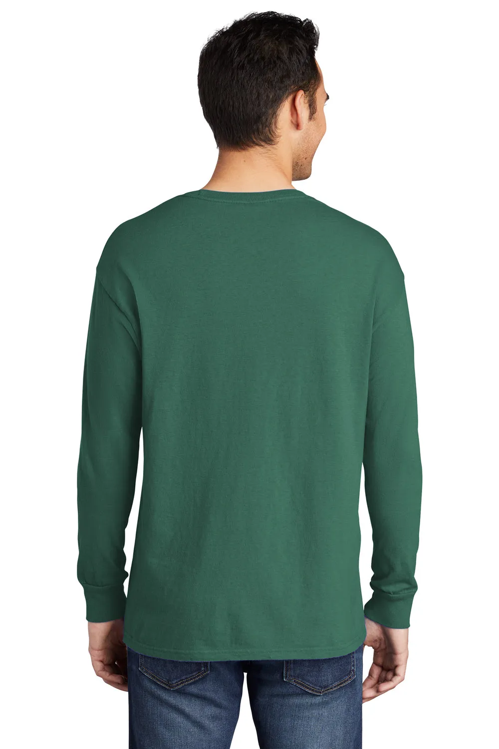 Port & Company Mens Beach Wash Long Sleeve Crewneck T-Shirt - Nordic Green