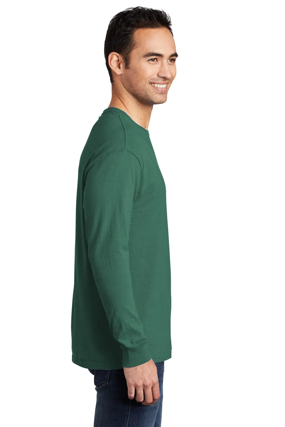 Port & Company Mens Beach Wash Long Sleeve Crewneck T-Shirt - Nordic Green