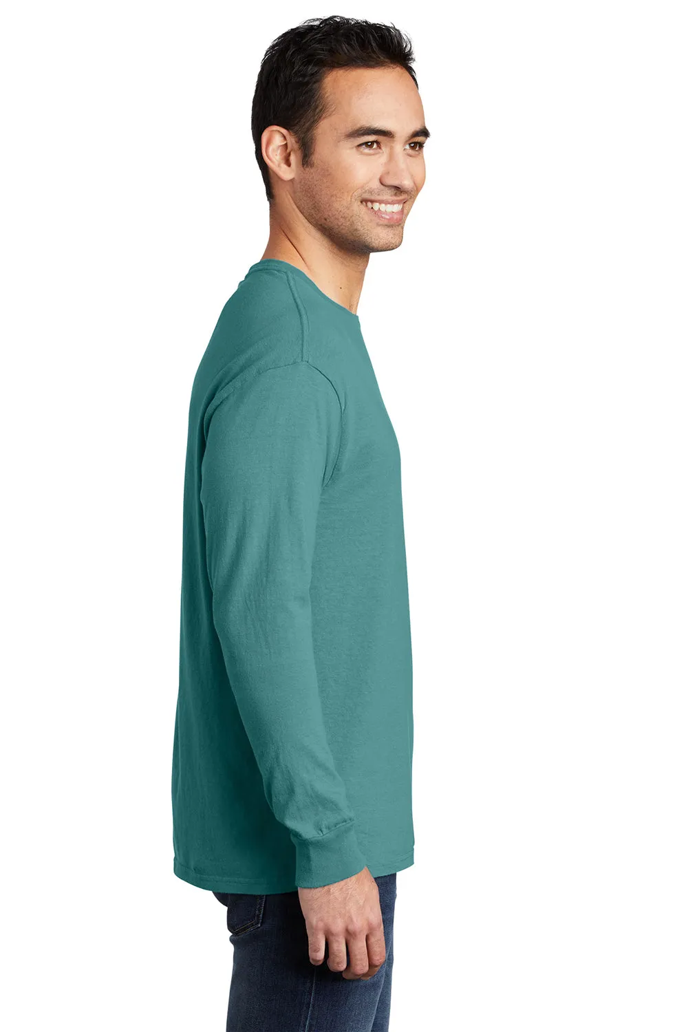 Port & Company Mens Beach Wash Long Sleeve Crewneck T-Shirt - Peacock Green