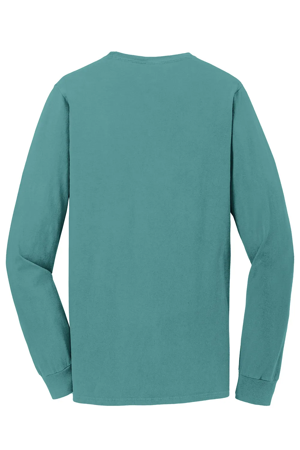 Port & Company Mens Beach Wash Long Sleeve Crewneck T-Shirt - Peacock Green