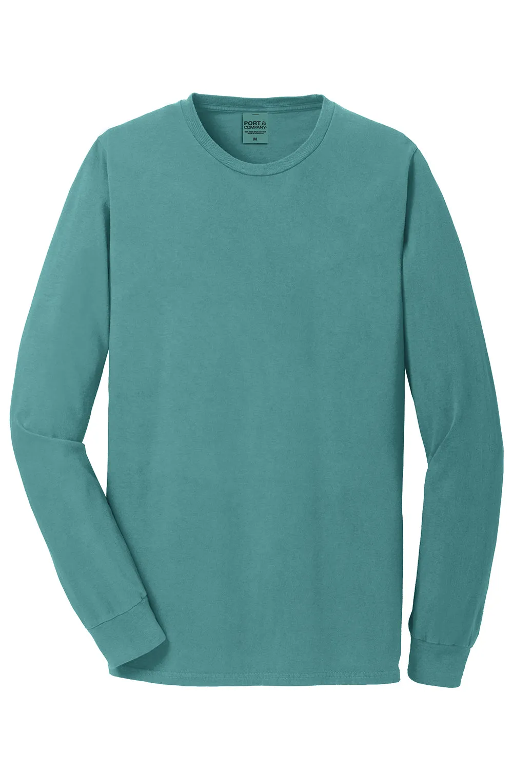 Port & Company Mens Beach Wash Long Sleeve Crewneck T-Shirt - Peacock Green