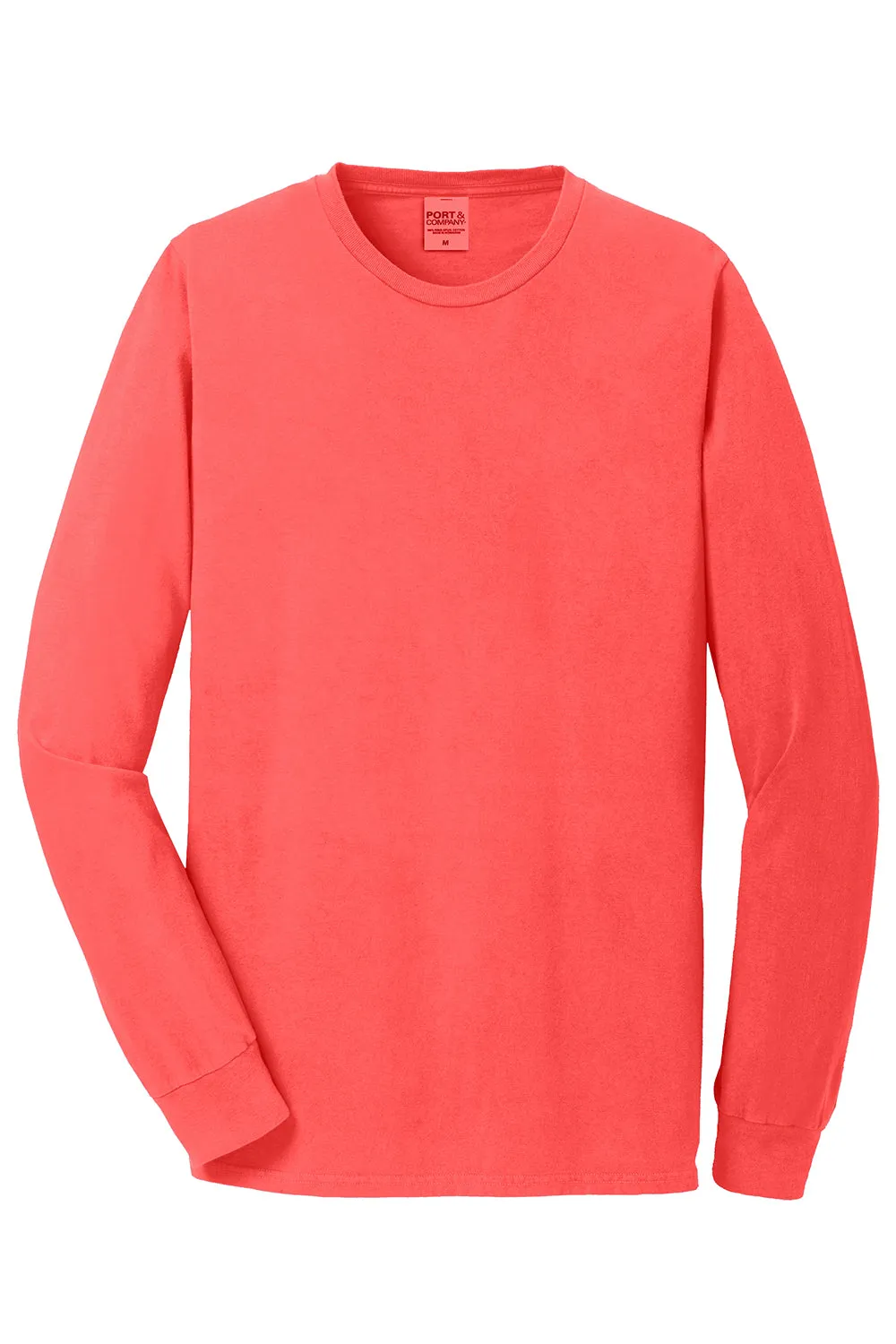 Port & Company Mens Beach Wash Long Sleeve Crewneck T-Shirt - Poppy Red