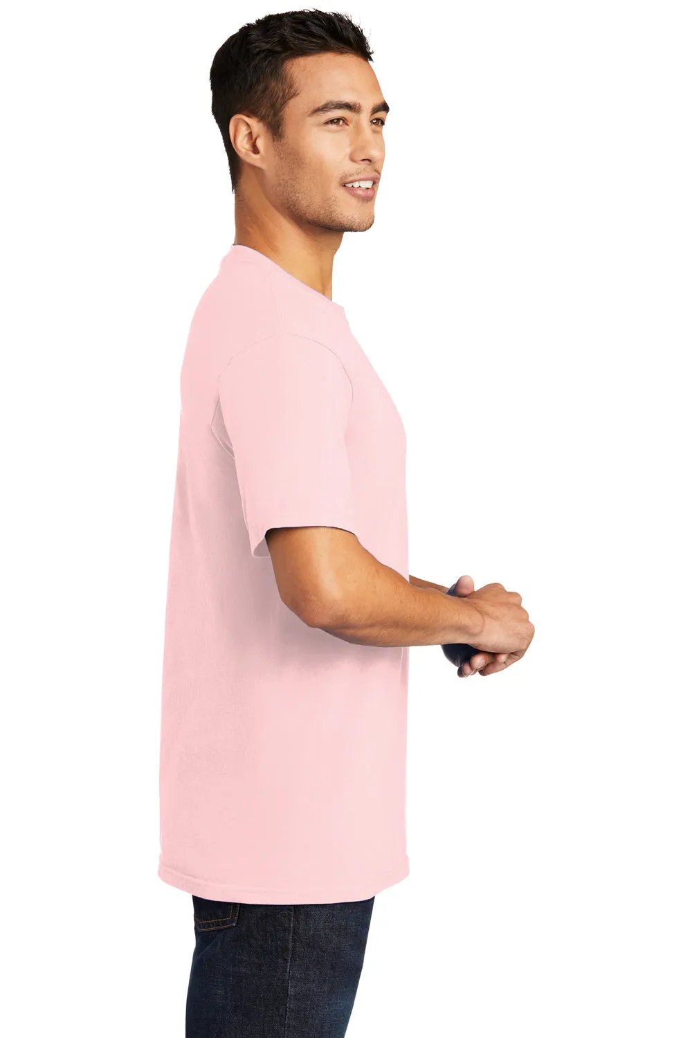 Port & Company Mens Beach Wash Short Sleeve Crewneck T-Shirt - Cherry Blossom Pink