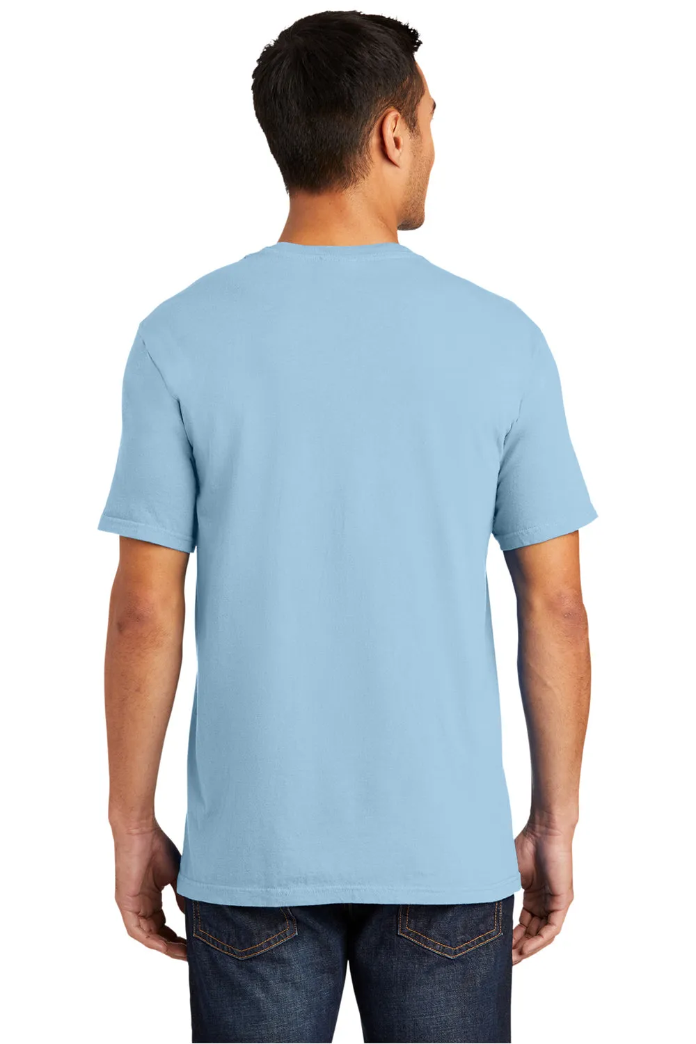 Port & Company Mens Beach Wash Short Sleeve Crewneck T-Shirt - Glacier Blue