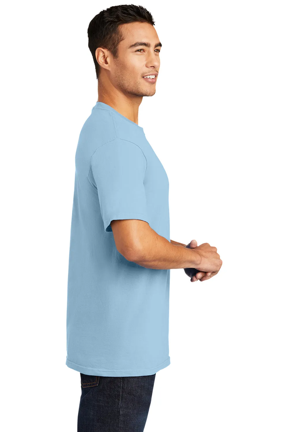 Port & Company Mens Beach Wash Short Sleeve Crewneck T-Shirt - Glacier Blue